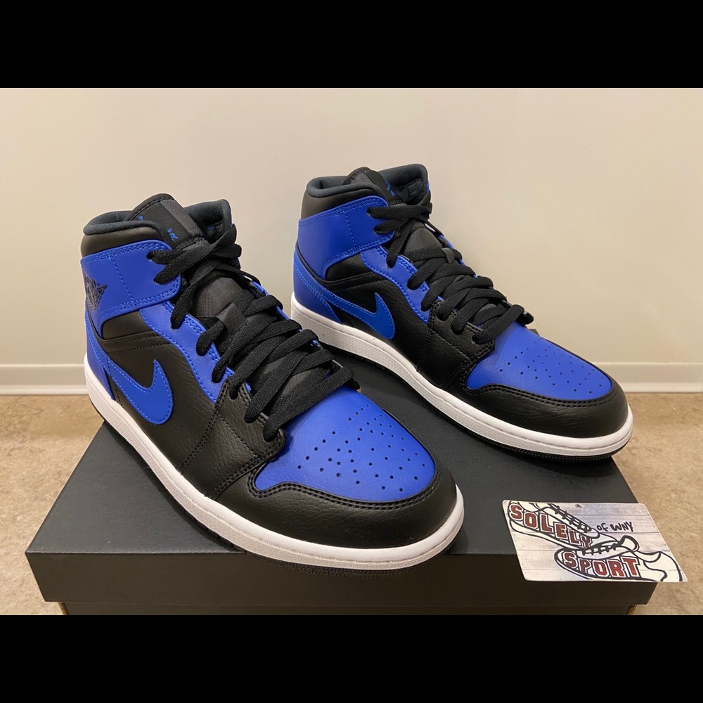 NEW Nike Air Jordan 1 Retro Mid Royal Blue Black - Picture 4 of 11
